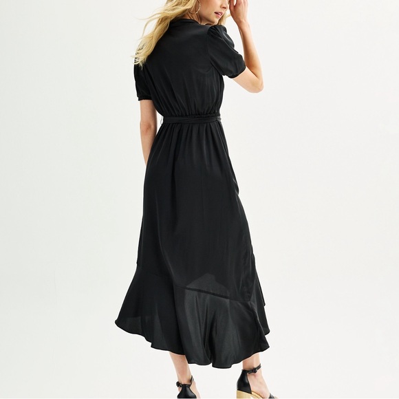 {Nine West} Ruffled Wrap Midi Dress women's size M - Picture 2 of 10